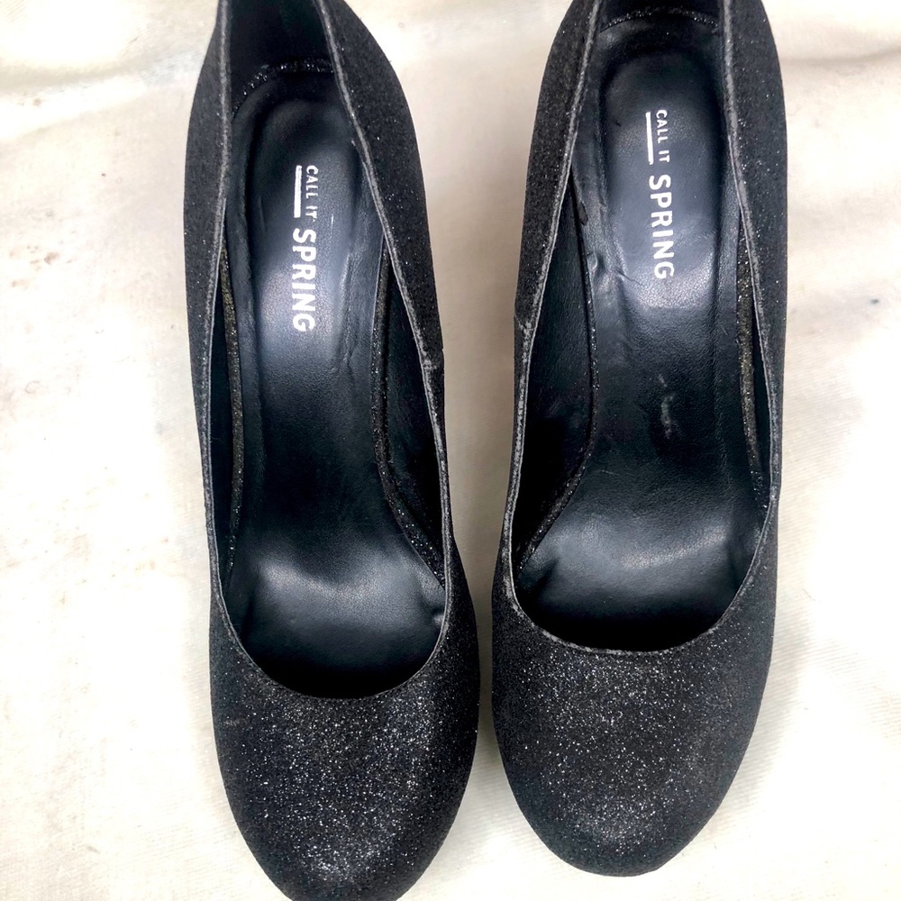 Glitter black heels